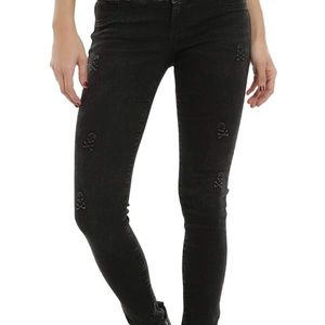 Black Skull Embossed Blackheart Skinny Jeans